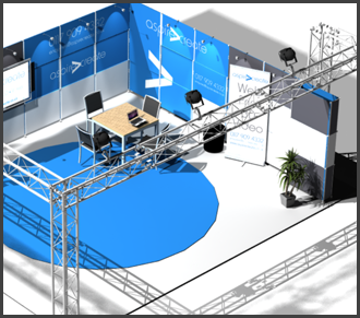 Rendered 3D exhibition design visual by 3D Strata Studio Pro